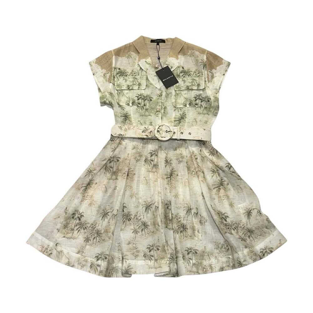 Beulahstyle Tropical Print Belted Mini Shirtdress Women’s Size Large